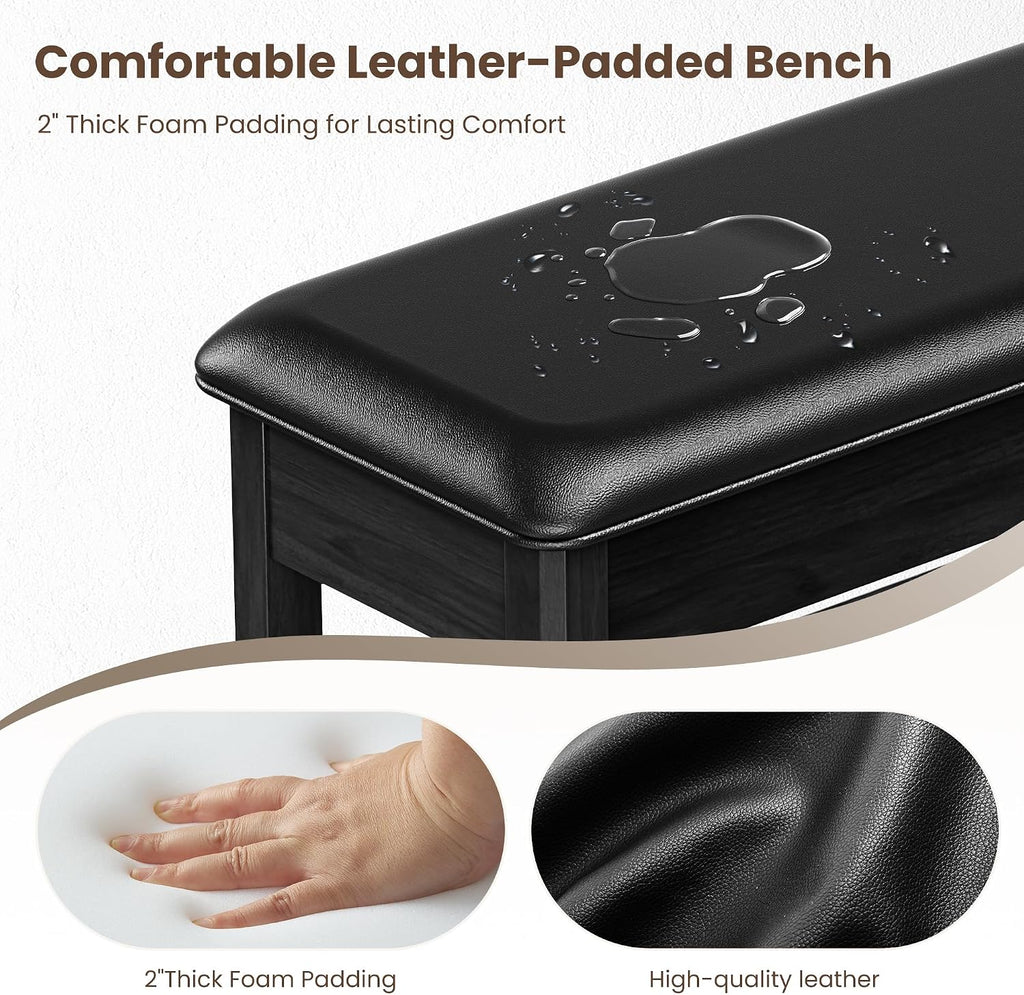 Black Hidden Storage Cushioned Shoe Bench