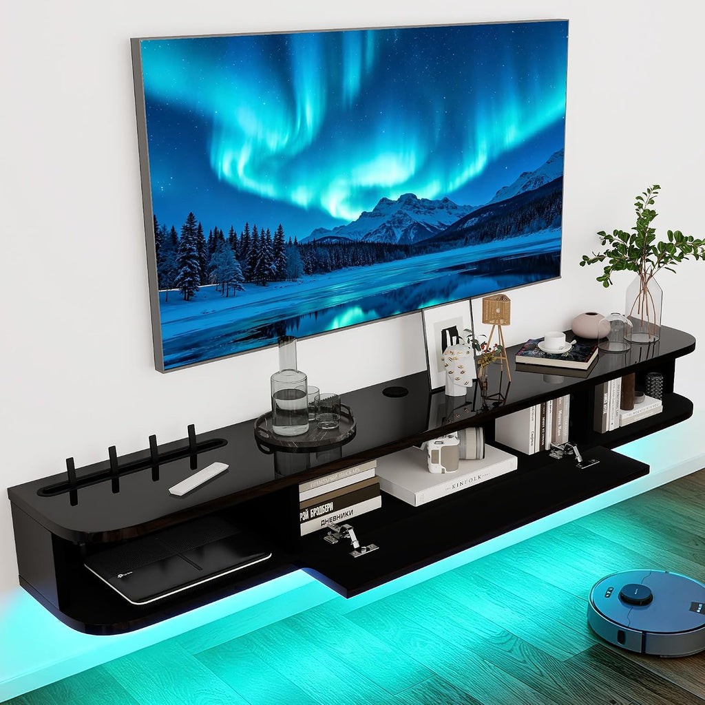Black LED Floating 55 Inch TV Stand