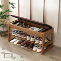 Wood Flip Top Cushioned Shoe Bench