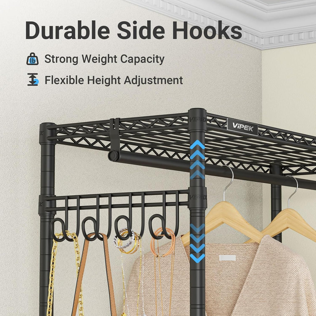 Black R2 Double Rod Rolling Clothes Rack