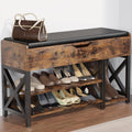 Brown Lift Top Cushioned Shoe Bench