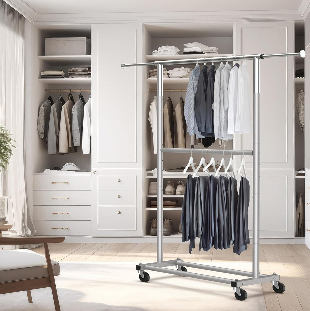 Grey Double Rod Garment Rack