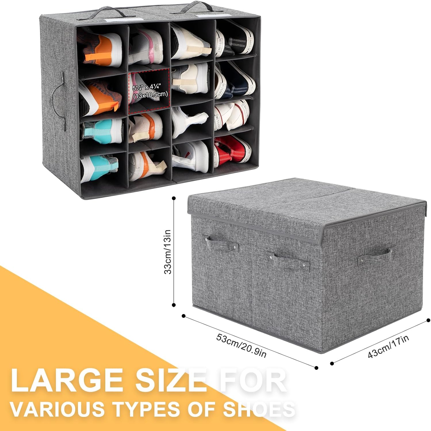 Grey Stackable 16 Pairs Shoe Storage Box