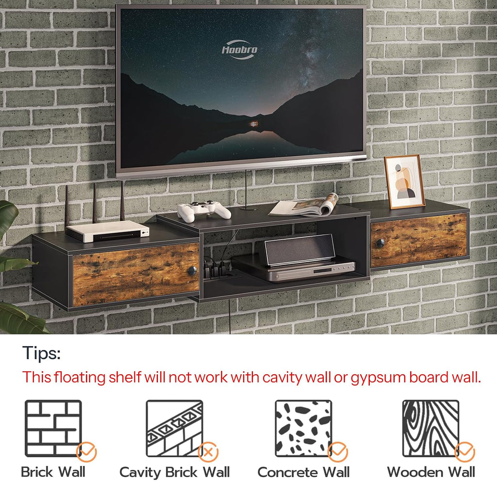 Rustic Brown Floating TV Stand BF11DS01