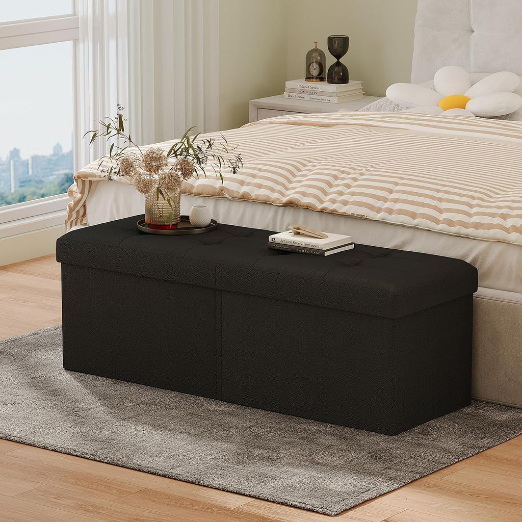 Black Storage Ottoman Bench 31.5 Inch