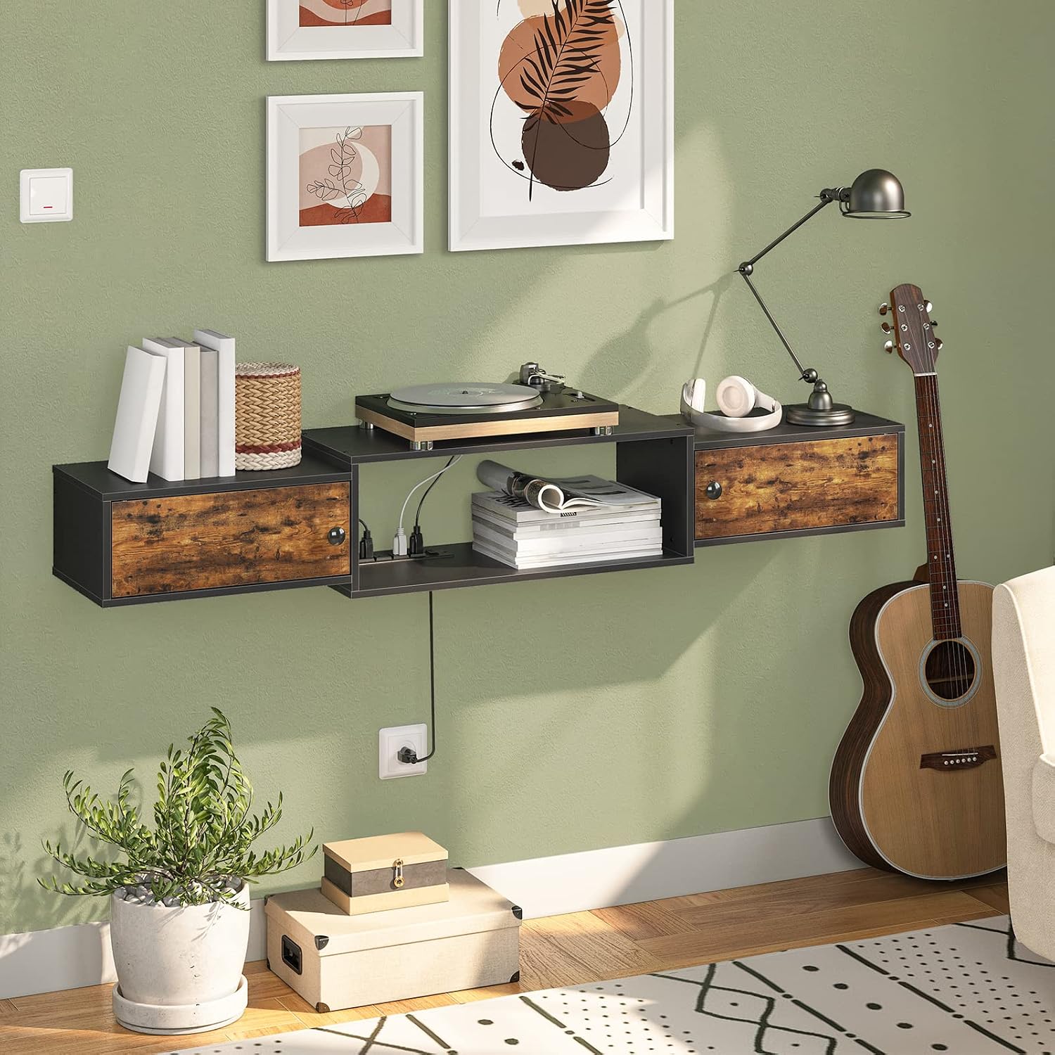 Rustic Brown Floating TV Stand BF11DS01