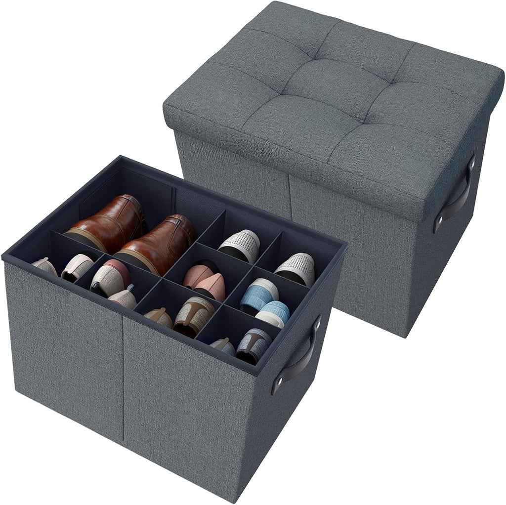 2 Pack Multi-use Storage Ottoman Bench