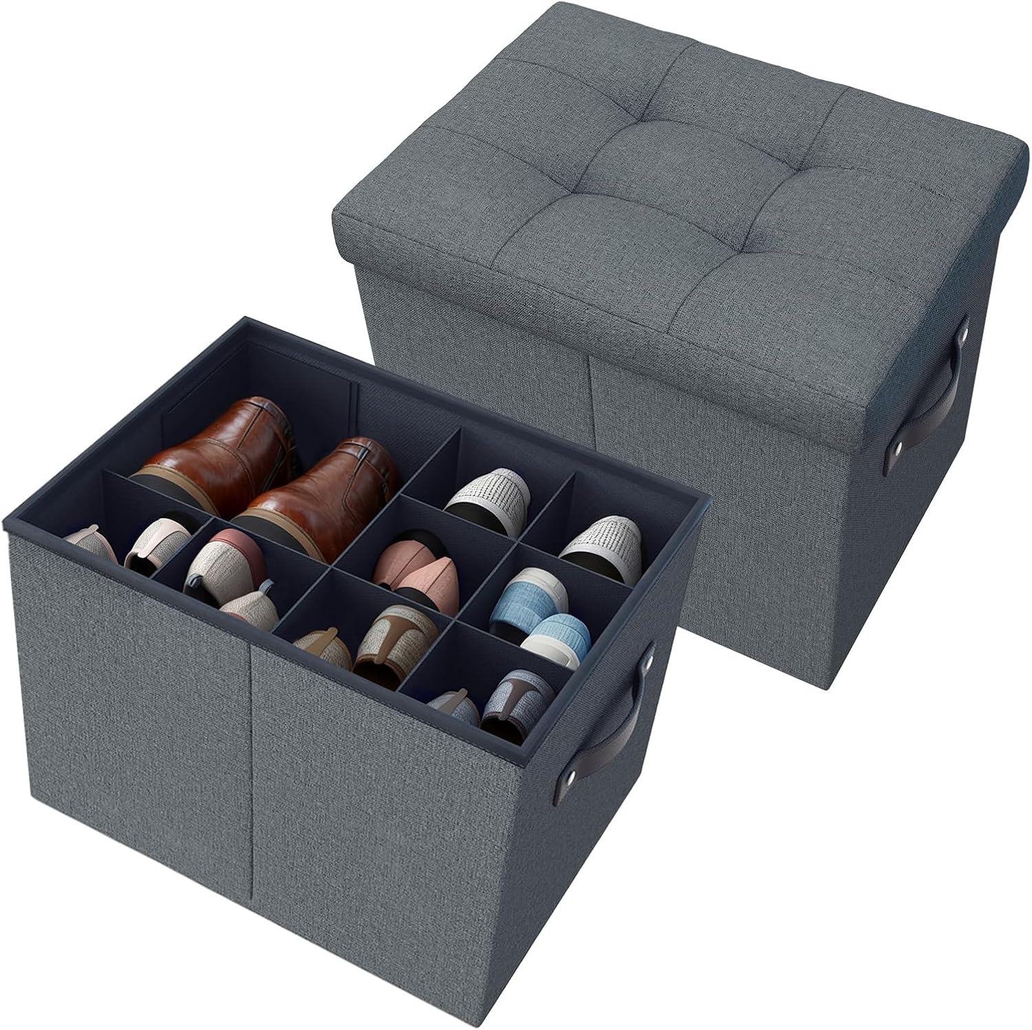 2 Pack Multi-use Storage Ottoman Bench