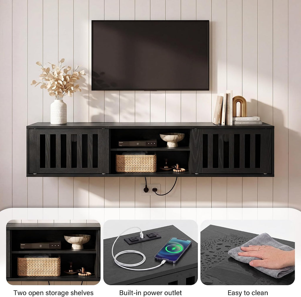 Black 59 Inch Floating TV Stand