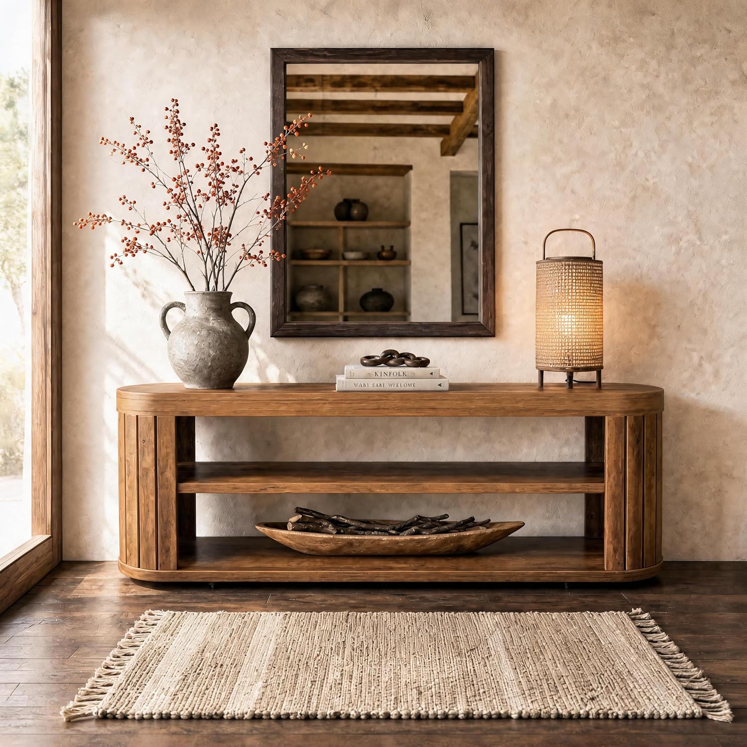 Brown Farmhouse 3-Tier Shoe Bench