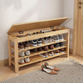 Wood Cushioned 3-Tier Shoe Bench